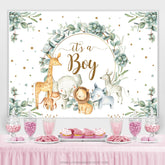 Safaris Grün Blätter Es ist A Junge Babydusche Hintergrund